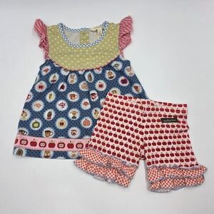 Matilda Jane girls' Make Believe tunic and apple shorties size 2